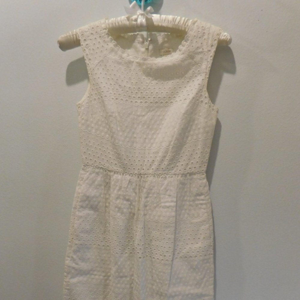 JCrew White Holey Sleeveless Cotton/Cotton Dress. Women's Size 00